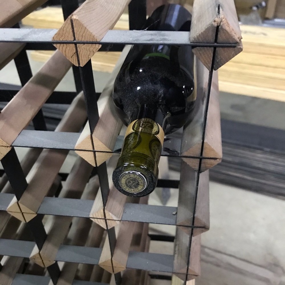7x4 redwood wine racks With Petina steel